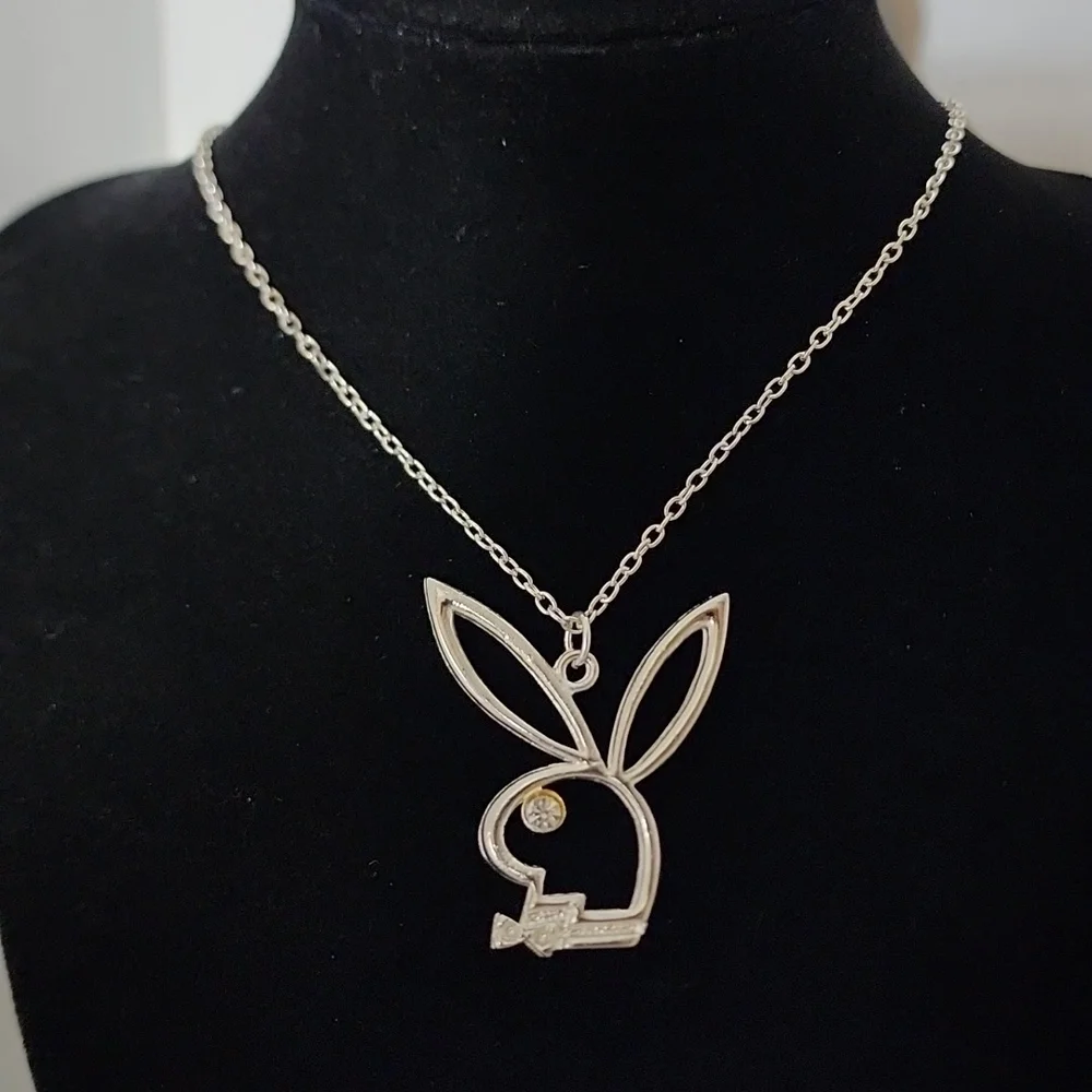 Playboy Bunny Silver Pendant Necklace NEW